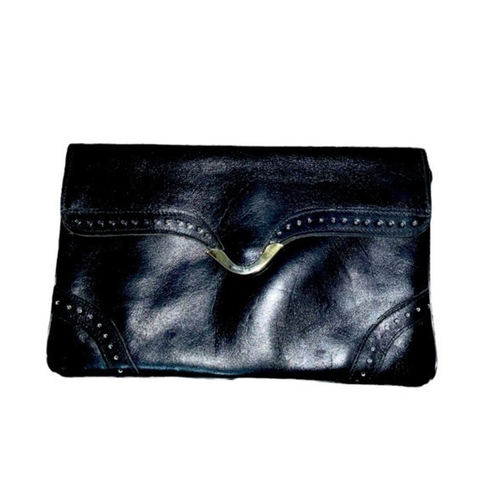 Vintage Don Quixote Black Leather Clutch/Wristlet